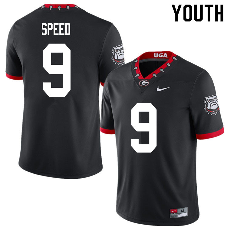 Georgia Bulldogs Youth Ameer Speed #9 Black 2020 Mascot 100th Anniversary Stitched College UGA Football Jersey 23TW012HQ